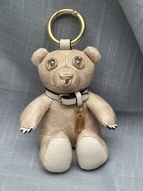 Coach Collectible Bear Bag Charm In Signature Canvas, Excellent Condition